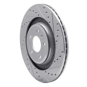 Audi A6 Quattro Brake Rotor (1) - Rear Right - R1 Concepts - Drilled & Slotted - Silver - `08-`25